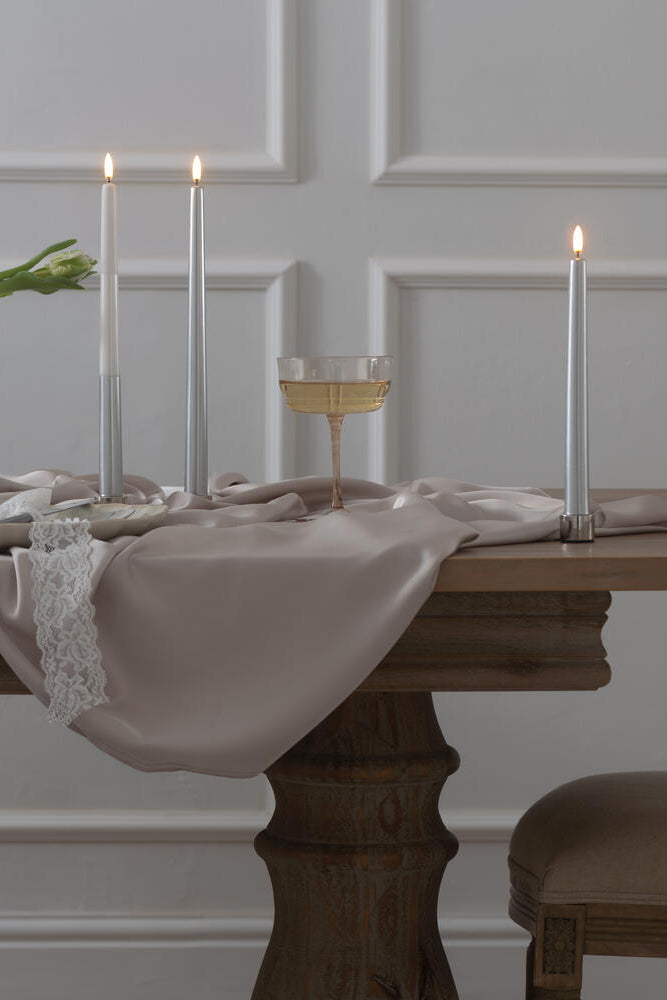LED kronelys, sølvfarvet Smooth - 2 stk
